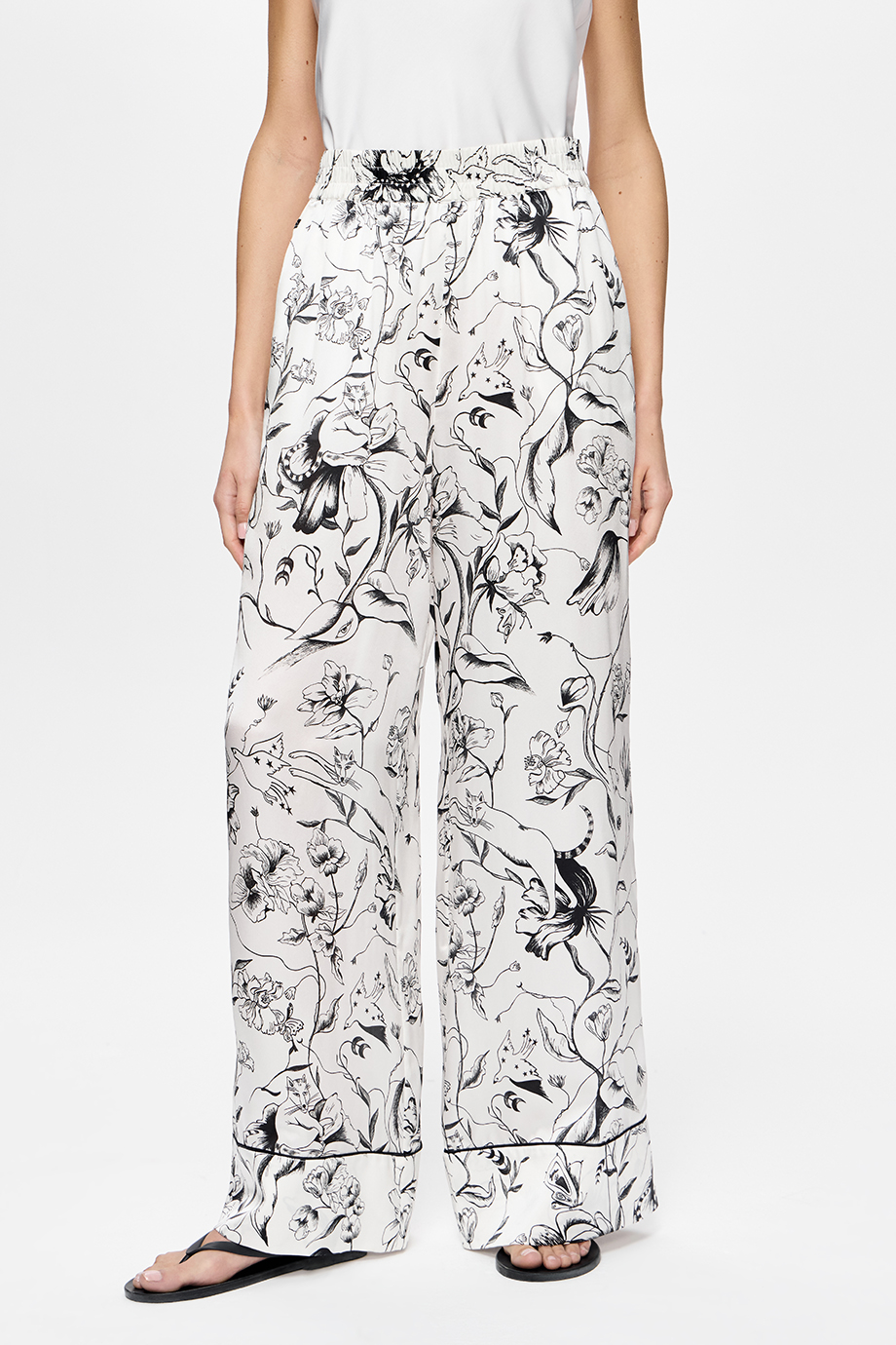 Брюки шелковые с принтом