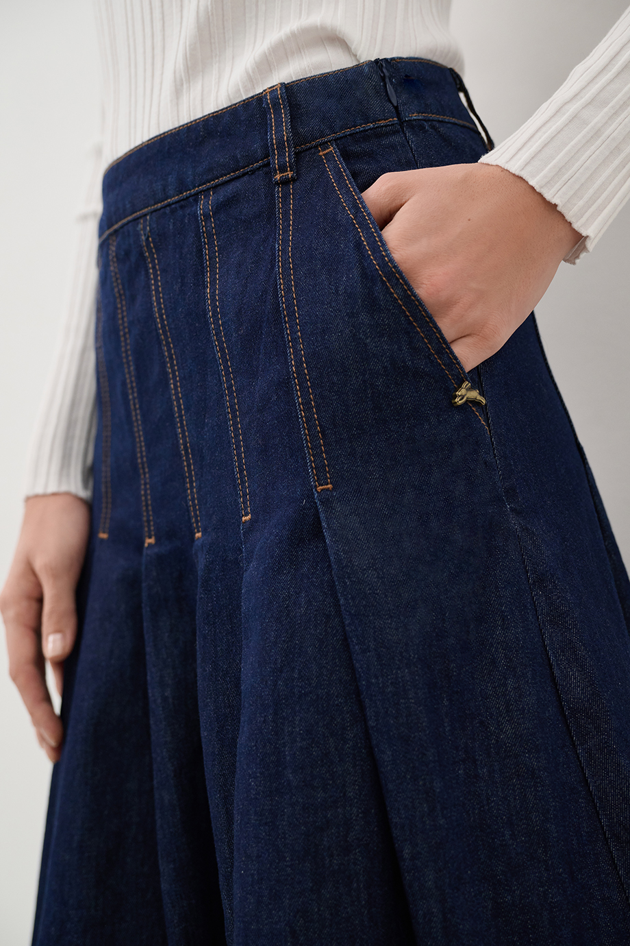 Юбка джинсовая со складками