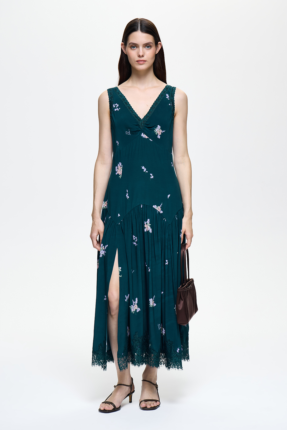 Сарафан с принтом и кружевом