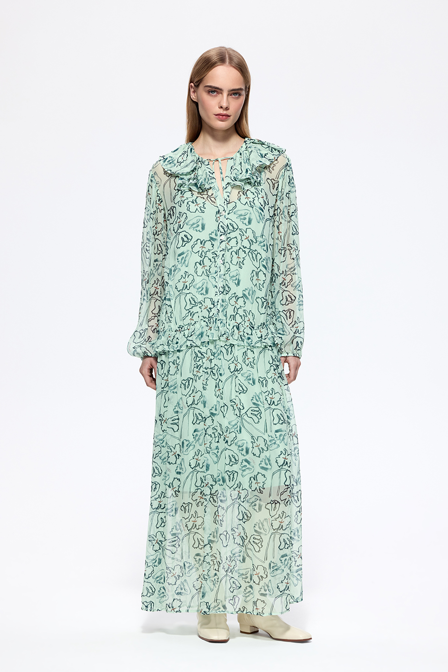 Платье из шифона с принтом