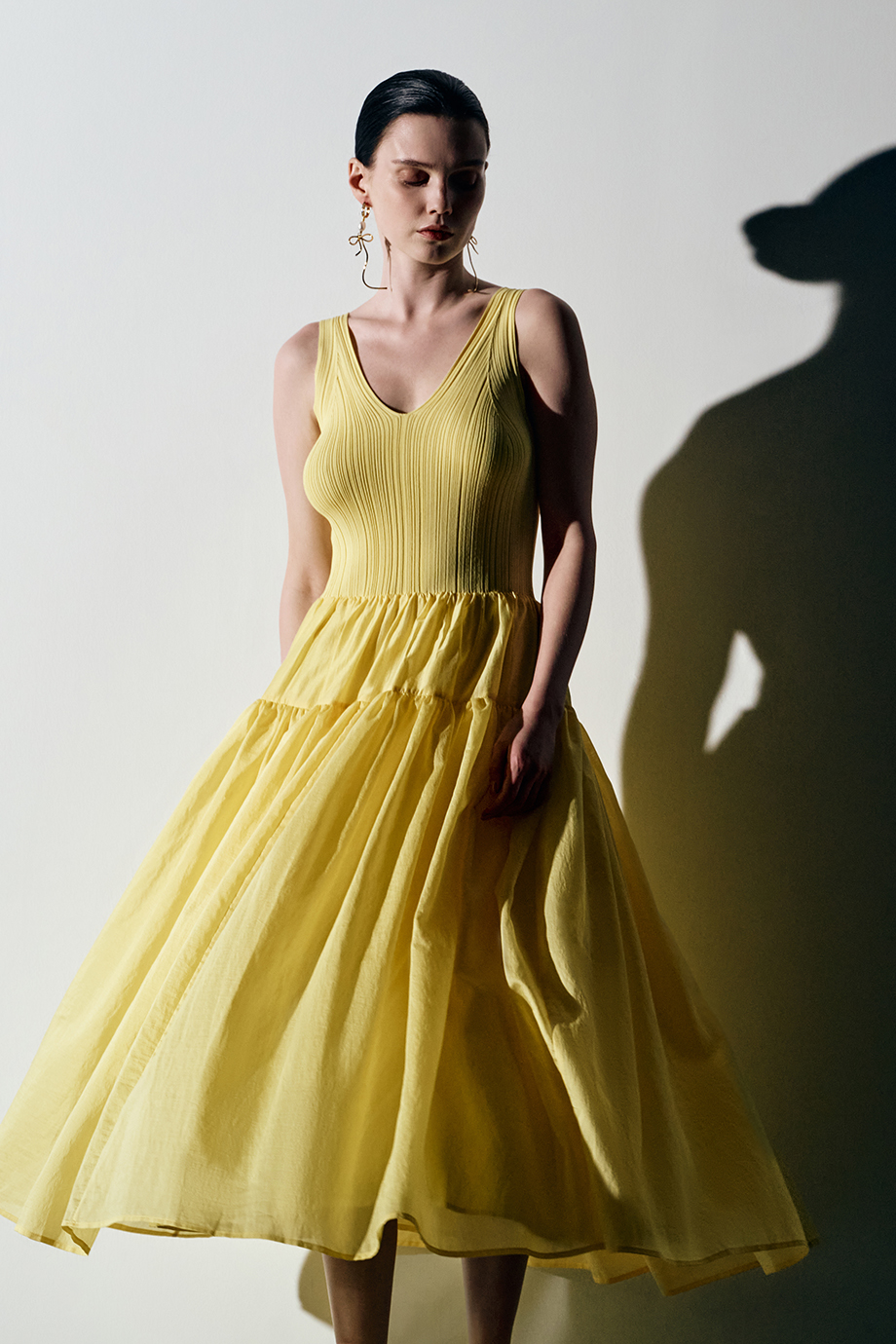 Комбинированный сарафан с юбкой из лиоцелла