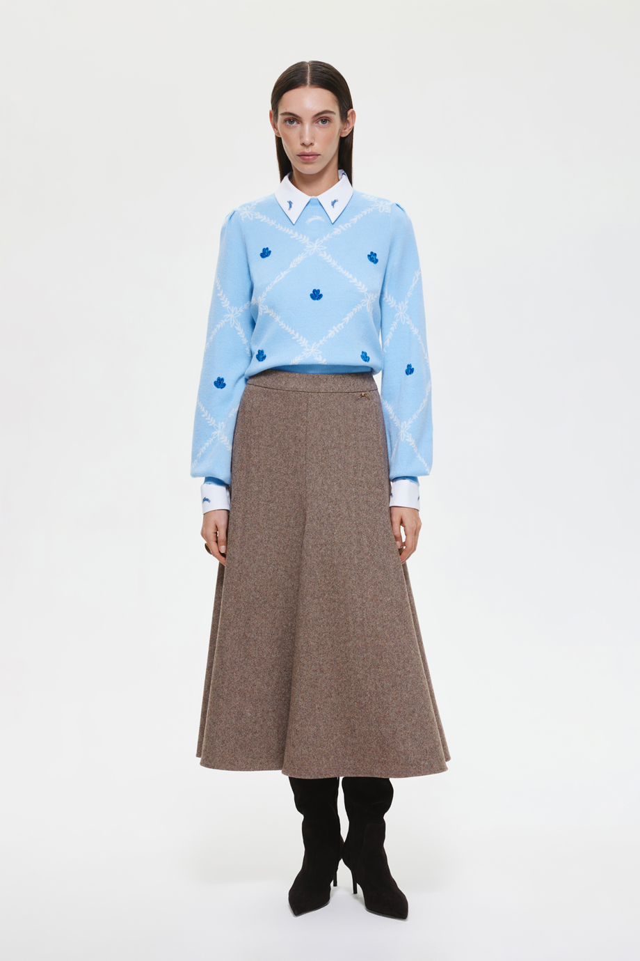 Юбка годе из шерстяного твида