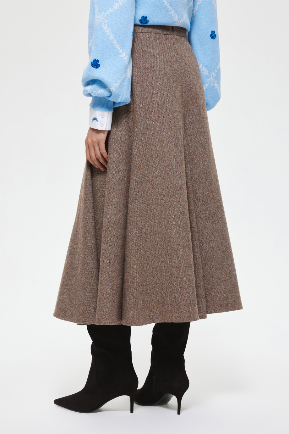 Юбка годе из шерстяного твида