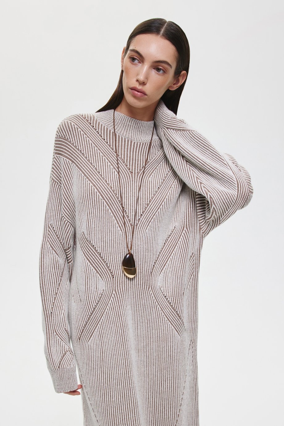 Платье-свитер из шерсти и хлопка