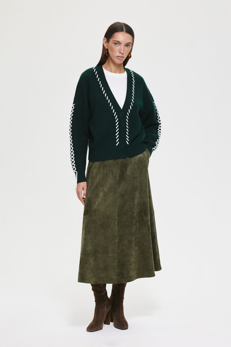 Кардиган с ангорой и декоративными стежками