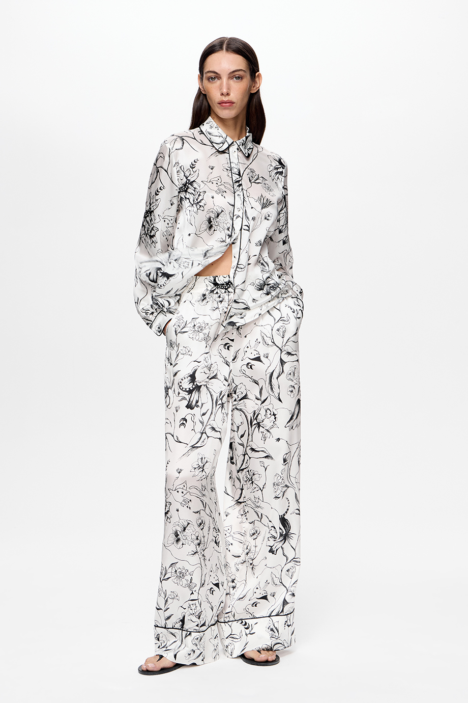 Брюки шелковые с принтом