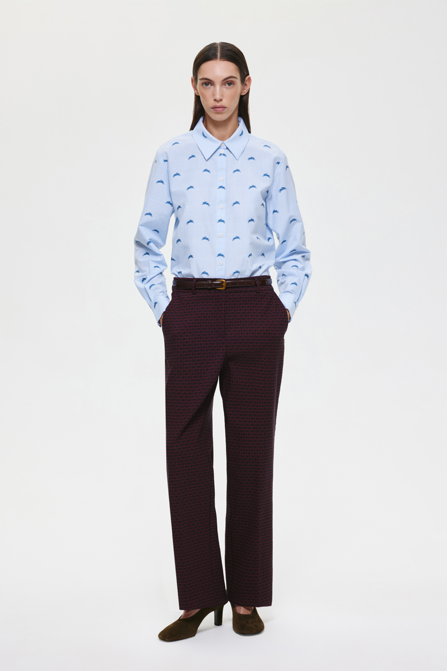 Брюки прямые из жаккарда Брюки прямые из жаккарда